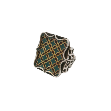 The Hawa Mahal – Handcrafted Silver & Gold Enamel Statement Ring Inspired by Mughal Architecture
