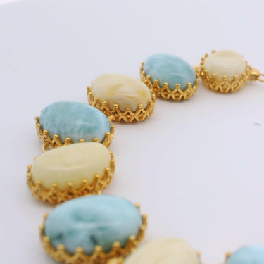 Oval Larimar & Amber Bracelet