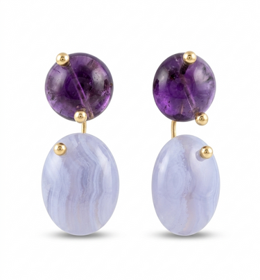 Amethyst & Agate Drop Earrings