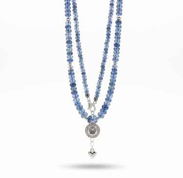 Kyanite with Diamond Polki in Silver