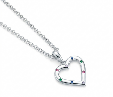 Rainbow Heart Silver Pendant