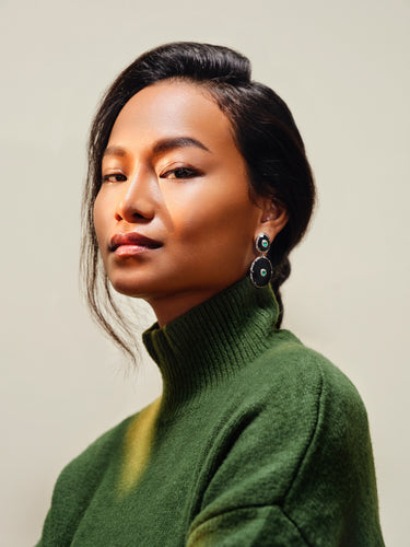 Black Oynx & Emerald Earrings