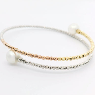 Silver, Gold and Rose Gold Pearl Bracelet Cuff